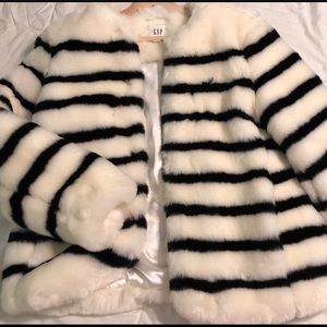 Gap faux fur stripe coat size small